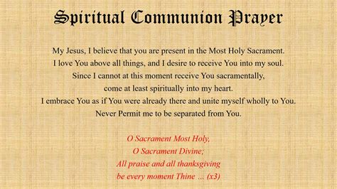 Spiritual Communion Prayer Youtube
