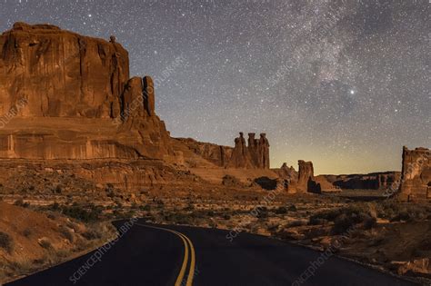 Night Sky Over Arches National Park Utah Usa Stock Image C051
