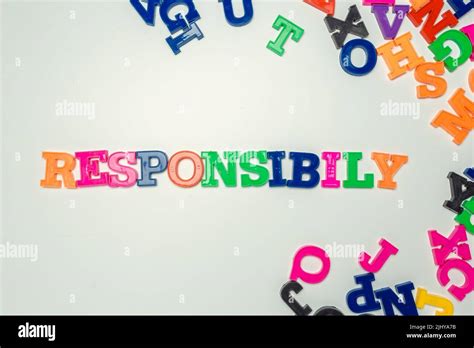 Responsibility Word Made From Colorful Plastic Letters On White