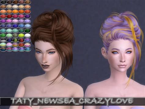 Simsworkshop Newsea`s Crazy Love Hair Retextured By Taty Sims 4 Hairs