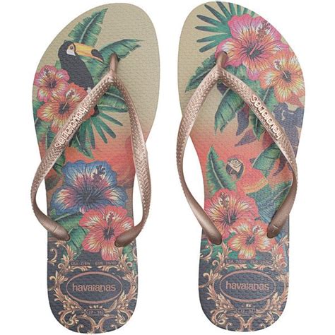 havaianas slim tropical metallic flip flops with print metallic flip flops sandals summer
