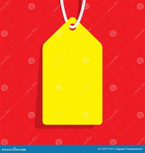 Yellow Blank Price Tag Website Banner Heading Design On Red Back Stock