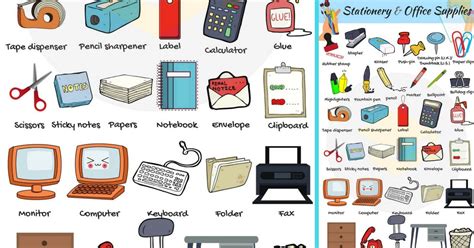 Office Supplies List Of Stationery Items With Pictures • 7esl