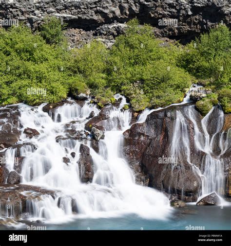 Barnafoss Waterfall Iceland Stock Photo Alamy