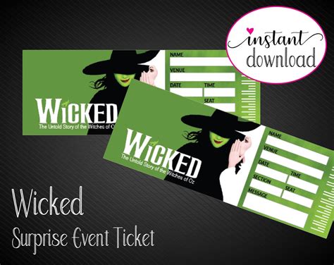 Printable Wicked Tickets Printable World Holiday