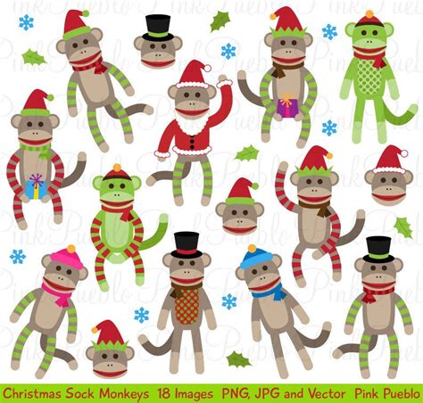 Christmas Sock Monkeys Clipart Clip Art Vectors Great For Sock Monkey
