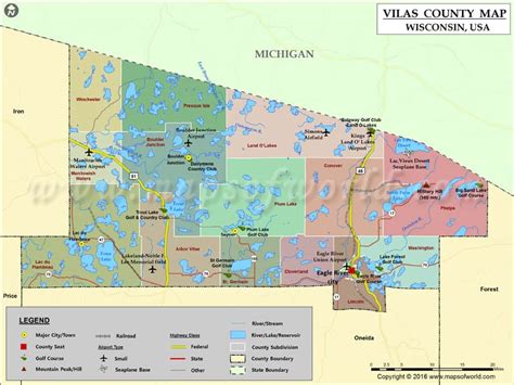 Vilas County Map Wisconsin