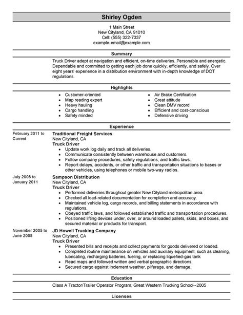 Do not know which format to use to write a perfect cv? Truck Driver Resume Example | Transportation Sample ...