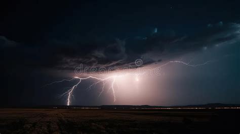 A Lightning Bolt Streaks Across The Sky Illuminating The Darkness