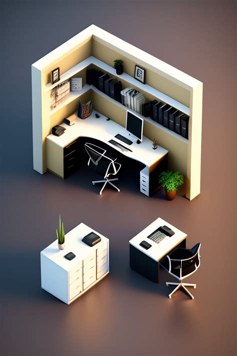 Lexica Realistic 3d Render Of An Isometric Office In A Low Poly Art