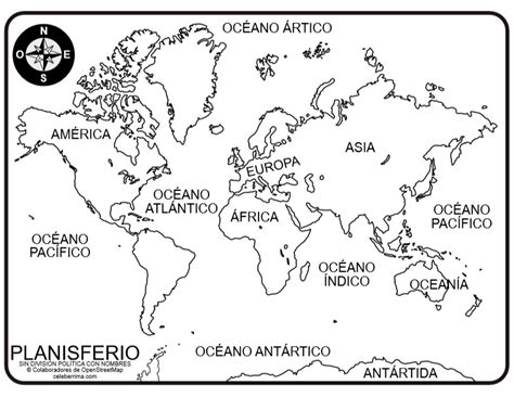 Mapamundi Con Nombres Para Imprimir Pdf