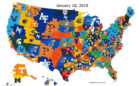 Usa Ncaa Division Football Map Royalty Free Vector Image Division Teams