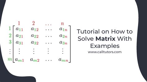 Using matrices makes life easier because we can use a computer program (such as the matrix calculator ) to do all the number crunching. Tutorial on How to solve Matrix with Examples - CallTutors