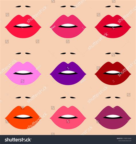 Set Sexy Womans Lips Different Colors Stock Vector Royalty Free 1330016468 Shutterstock