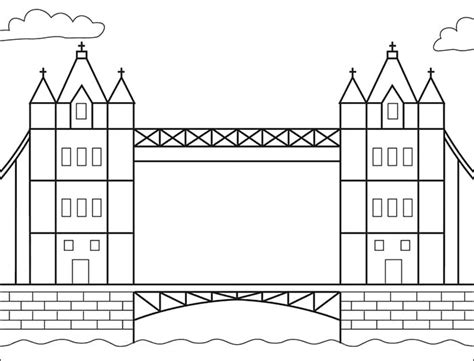 Easy How To Draw London Tower Bridge Tutorial Coloring Page Fkakidstv