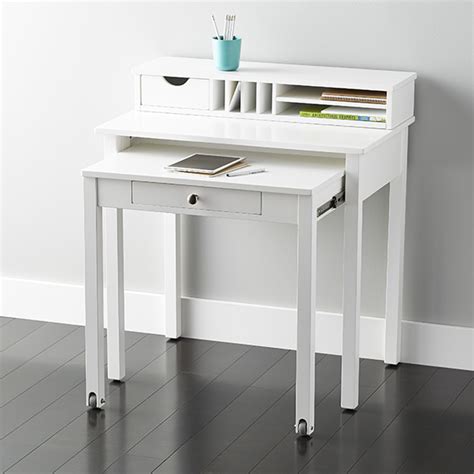 Once you have your favorite desk, make a checklist of all office essentials like a lamps, cubbies and other. White Desk - White Solid Wood Roll-Out Desk | The ...