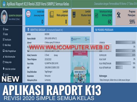 Aplikasi Raport K Kelas Semester Revisi Kelasmaya