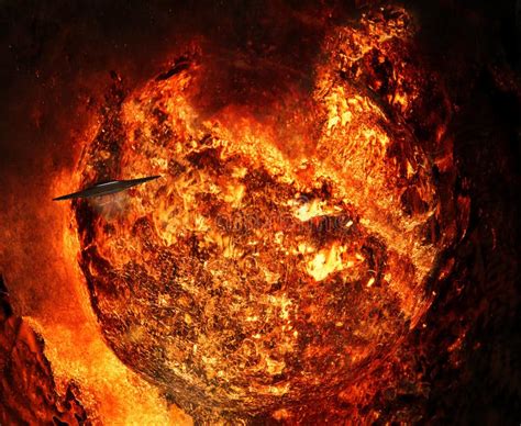 Giant Fireball With Spaceship Stock Image Image Of Fantasy Fire