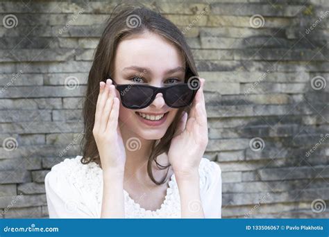 Cute Girl Posing In Sunglasses Stock Image Image Of Curly Amazing