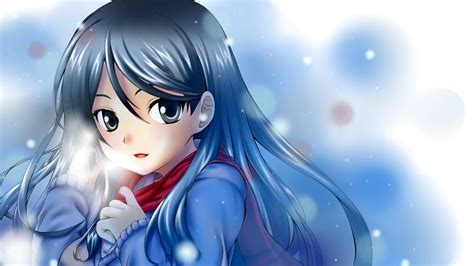Magic Anime Girl Snow Smiling Hd Wallpaper Wallpaper