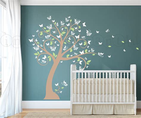 Nursery Blossom Butterfly Tree Wall Decal Tree With Etsy