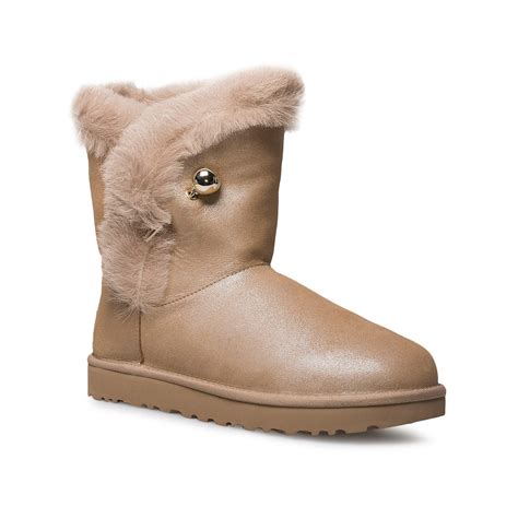 Ugg Classic Fluff Pin Antique Pearl Boots Womens Mycozyboots