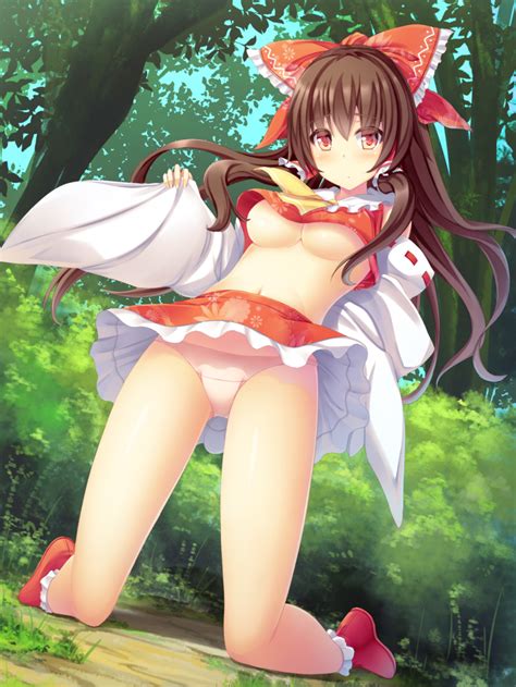 Liya Hakurei Reimu Touhou Commentary Request Highres Revision 1girl Ascot Blue Sky