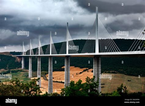 Millau Viaduct This Large Cable Stayed Road Bridge Spans The Valley Of