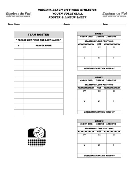 Printable Volleyball Rotation Sheets
