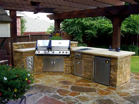 Stacked Stone Outdoor Kitchen With Cedar Pergola Hgtv