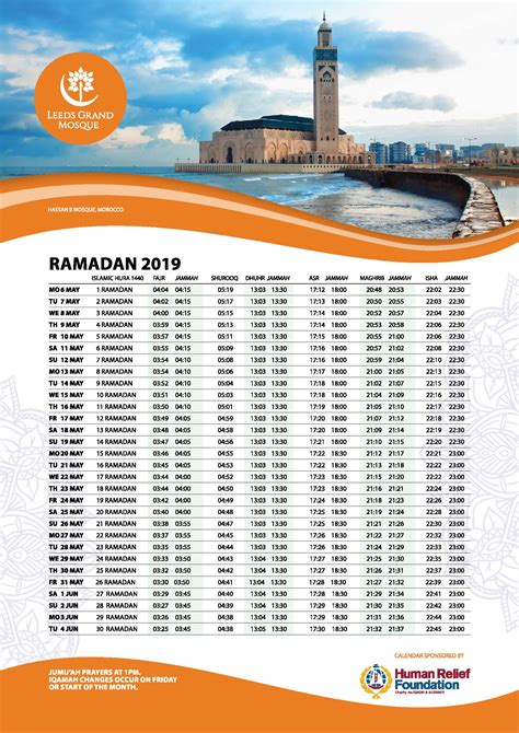 Today prayer times in george town, penang malaysia are fajar time 06:04 am, dhuhur time 01:21 pm, asr time 04:44 pm, maghrib time 07:16 pm & isha get reliable source of george town athan (azan) and namaz times with weekly salat timings and monthly salah timetable of george town. Ramadan Timetable| Leeds Grand Mosque