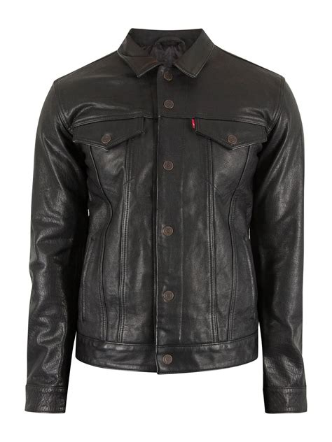 Levi's levis trucker jacket levi's men's premium color burrow 0309 size xl. Levi's Black Buffalo Leather Trucker Jacket for Men - Lyst
