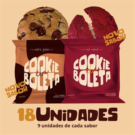 Caixa com 18 Cookies Red Velvet e Creme de Avelã Cookie do Boleta