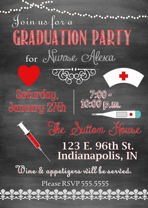 Digital Chalkboard Style Nurse Graduation Party Invitation You Print