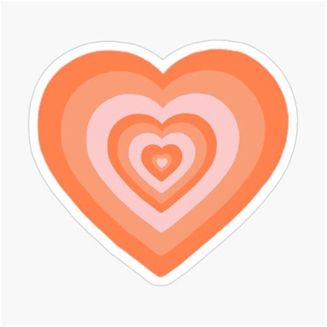 Orange Retro Heart Sticker By Sloaneduzy Cute Laptop Stickers Heart
