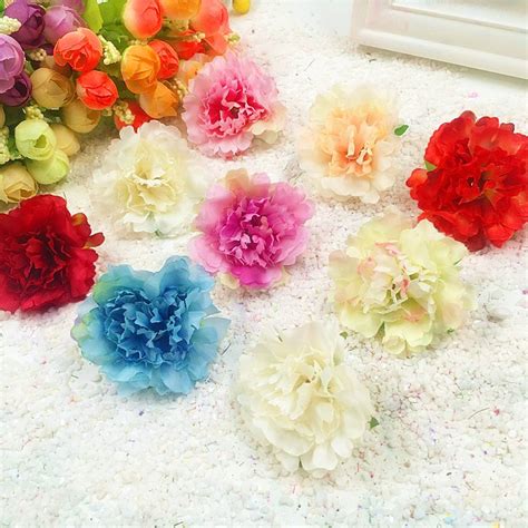 5 pcs simulation artificial silk carnation flowers flower heads wedding party supplies