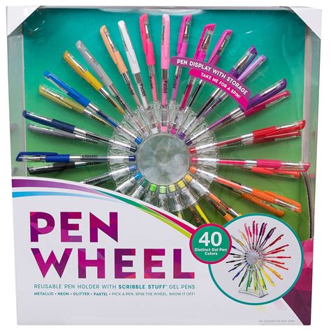Scribble Stuff Pen Wheel Reusable Pen Display 40 Ct Gel Pens