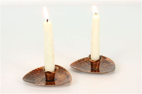 Pair Of Vintage Hammered Copper Candle Holders Gregorian