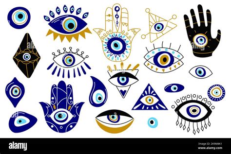 Doodle Evil Eye Cartoon Traditional Turkish Luck Amulets Contemporary