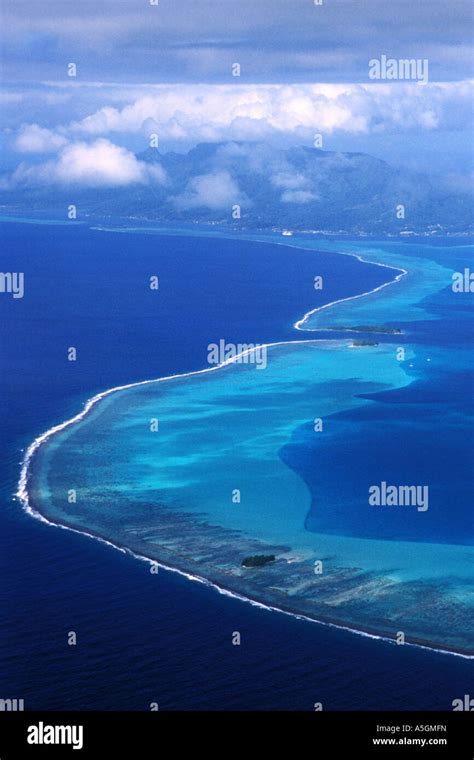 Aerial Photo Of Strait Between Raiatea And Taha French Polynesia Stock