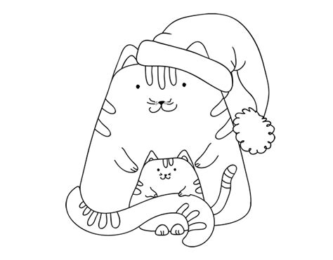 Cat with kittens coloring page. Christmas kittens coloring page - Coloringcrew.com