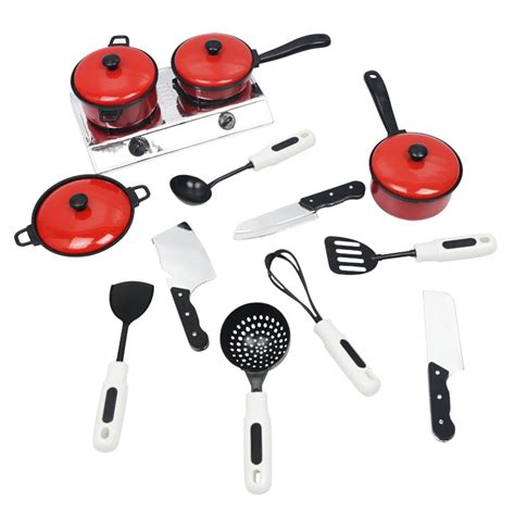Kids Kitchen Pretend Play Toysplay Cooking Set Cookware Pots And Pans