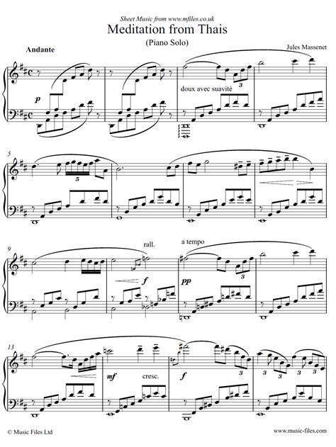 Jules Massenet: Méditation from Thaïs, piano solo - PDF Sheet Music