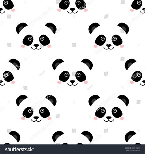 Cute Panda Face Seamless Wallpaper Stock Vector