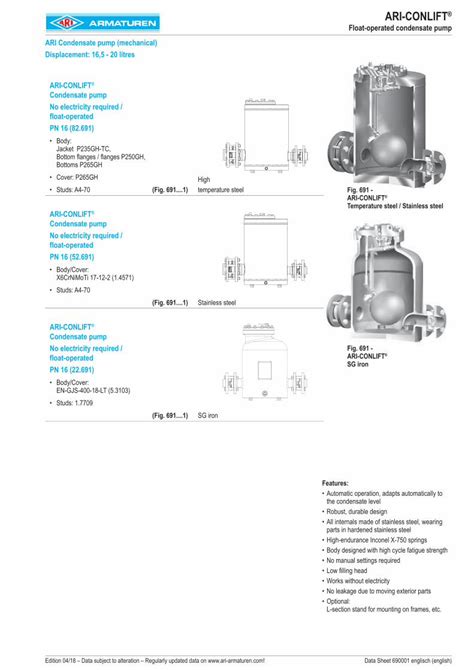 Pdf Float Operated Condensate Pump Ari Condensate Pump