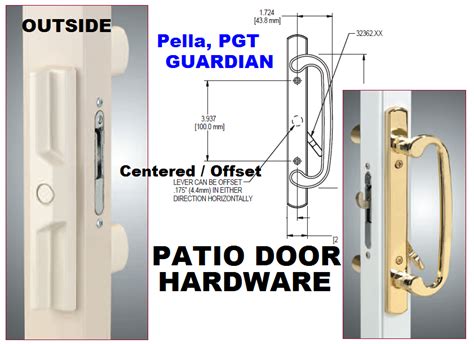 Guardian Sliding Patio Door Handle Set Polished Brass And White Blade