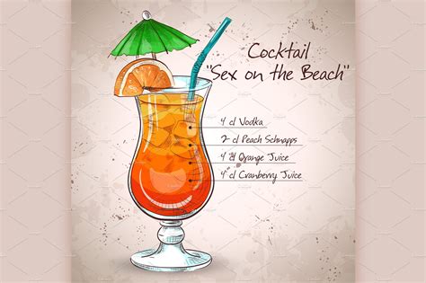 Sex On The Beach Mixed Drink Illustrator Graphics ~ Creative Market