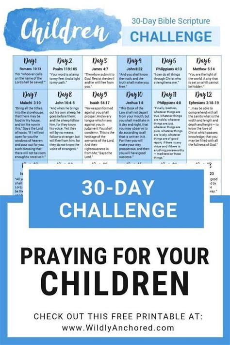 Free 30 Day Bible Challenge Printable For Praying Over Your Kids