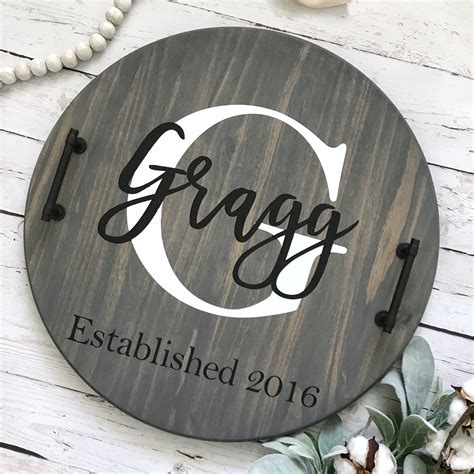 Personalized Wood Serving Tray- Gray finish | Serving tray wood, Personalized serving tray ...
