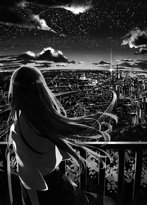 Free Download Animenight Anime Scenery Anime Background Black And White 658x920 For Your
